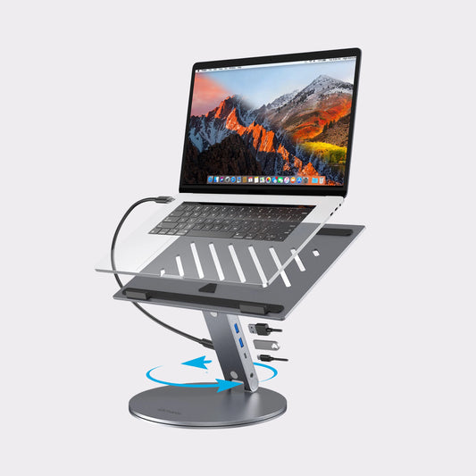 Laptop / Tablet Stand ErgoPro with 6in1 USB-C Dock, gray