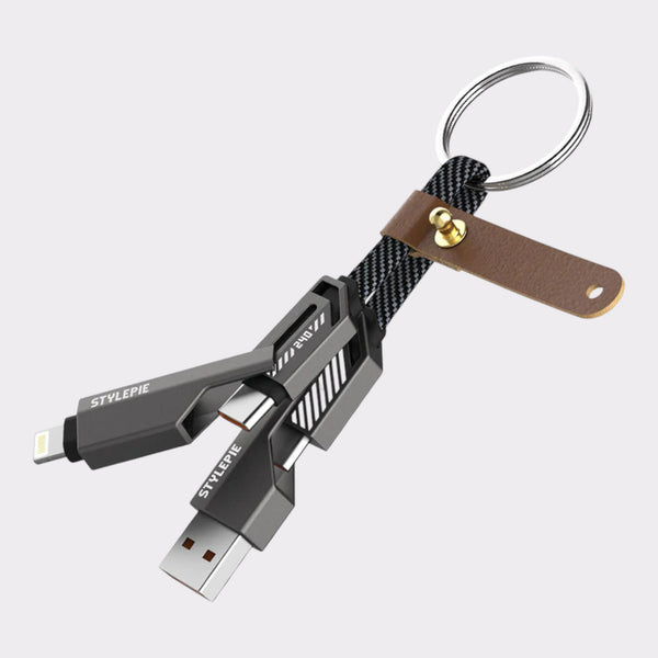 240W 4-in-1 Keyring Charging Cable – Fast Charge, Portable & Multi-Device Compatible